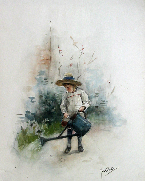 Kind met bloemgieter